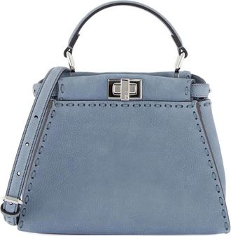 Fendi Borsa a spalla Selleria Peekaboo mini in pelle - Blu