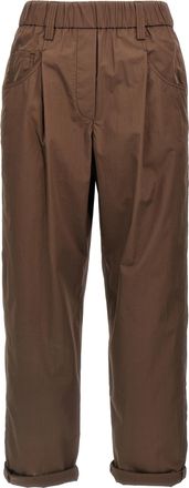 Brunello Cucinelli Brown Cotton Casual Womens Pants
