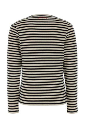 Alexander McQueen Womens Embroidered Stretch Cotton T-Shirt Navyivory Exterior: Elastane