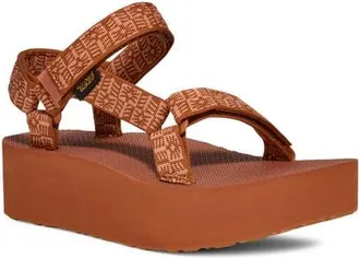 Teva Universal Platform Sandal in Crafted Floral Vintage Brown at Nordstrom, Size 12