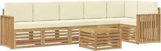 vidaXL Conjunto De Sof&aacute;s De Exterior 7 Uds. Blanco Y Crema Poli&eacute;ster Vidaxl
