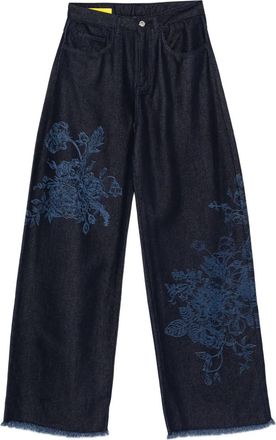Marques Almeida Jeans met franje en bloemenpatroon - Blauw