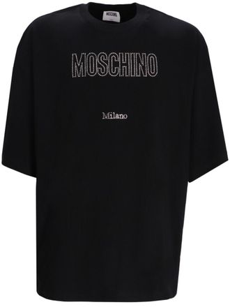 Moschino Black Crewneck Crystal-Embellished T-Shirt