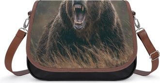 Generic Grizzly Bear Womens Crossbody Bag Fashion Shoulder Handbags Message Tote Bag with Adjustable Strap