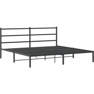 vidaXL Estructura Cama Sin Colch&oacute;n Con Cabecero Metal Negro 180x200 Cm Vidaxl