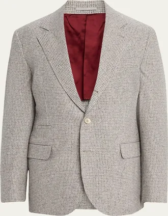 Brunello Cucinelli Mens Micro-Check Houndstooth Sport Coat