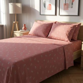 KASANOVA Completo letto matrimoniale foglie corallo