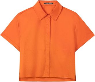 Luisa Cerano Korte Boxy-Cut Blouse - Dames - Overhemden - Oranje - L - Overhemden