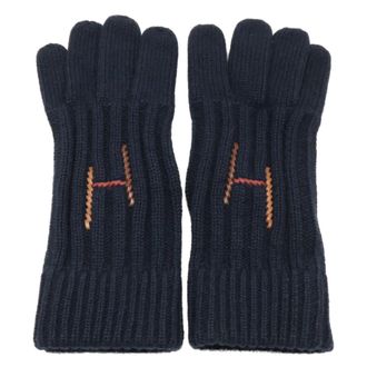 Herm&egrave;s Navy Cashmere Warm Gloves (Pre-Owned)
