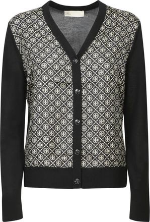 Tory Burch Zwarte Cardigan - Dames - Vesten - Zwart - S - Leer - Truien & Vesten