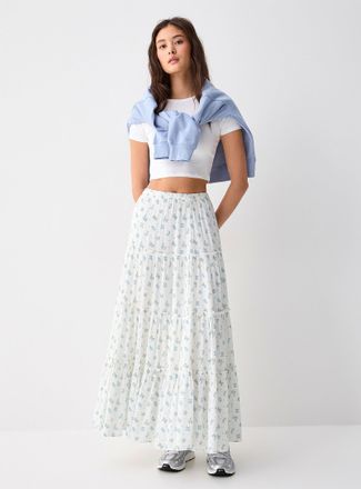 Twik Womens Crinkled ruffled-tier skirt