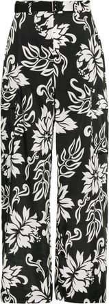 sacai floral-print palazzo trousers - women - Polyester/Cupro - 0 - Black