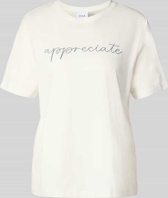 Vila T-Shirt mit Rundhalsausschnitt Modell SYBIL in Offwhite, Größe XS