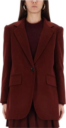 Max Mara Elegante Enkelrijige Jas van Wolmix - Dames - Blazers - Rood - S - Wol - Jassen