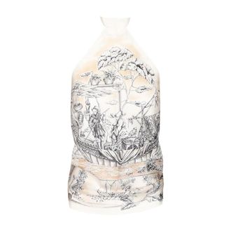 Ferragamo Silk Foulard Top - female - Ferragamo - Sleeveless Tops - Beige - 2XS - Tops