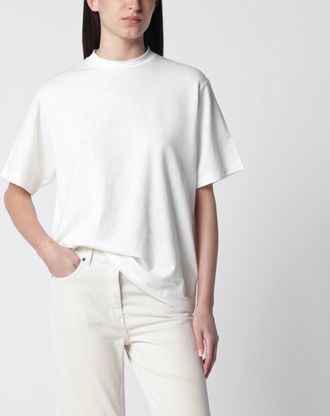 The Row Estavo oversized linen jersey T-shirt in white