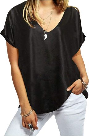 Crazy Girls Womens Oversized Fit Loose Baggy Short Sleeve V-Neck Batwing Top T-Shirt UK8-24 (20/22, Wetlook)