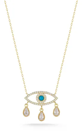 Glaze Jewelry Sterling Silver Teardrop Evil Eye Necklace