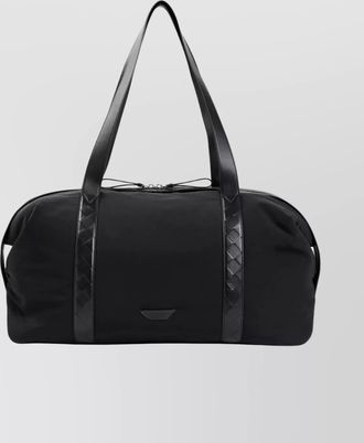 Bottega Veneta large nylon weekender bag with intreccio leather handles