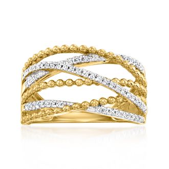 Ross-Simons Diamond Beaded Highway Ring in 18kt Gold Over Sterling