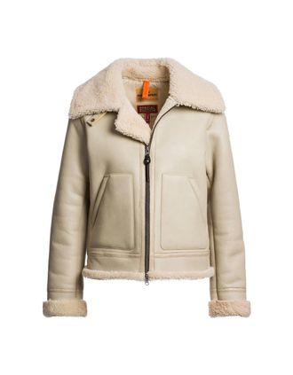 Parajumpers Womens Parajumpers Gialean Special Oat Brown Leather Jacket - Size: 10/8