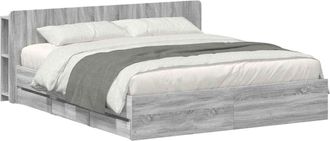 vidaXL Estructura De Cama Con Almacenamiento Y Cabecero Sonoma Gris Vidaxl