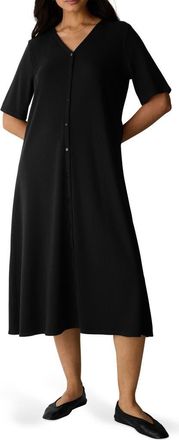 Eileen Fisher Rib Midi Dress in Black at Nordstrom, Size Xx-Small