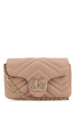 Gucci Powder Pink Leather Mini Gg Marmont Shoulder Bag