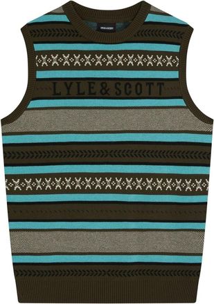 Lyle & Scott Mens and Glen Fair Short Regular Fit Vest in Olive - Size Medium