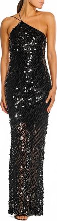 The Sei Paillette One Shoulder Gown In Black