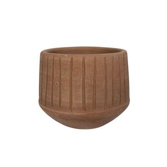 Foreside Home And Garden Routed Stripe Terracotta Planter in Orange at Nordstrom