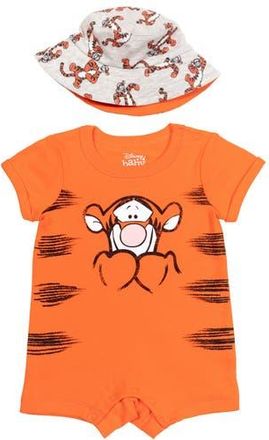 Disney Romper & Sunhat Set in Tigger Orange Orange at Nordstrom, Size Newborn