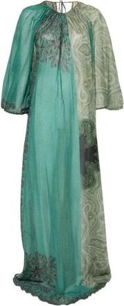Pierre-Louis Mascia Hawn Paisley Jurk - Dames - Maxi kleedjes - Groen - ONE Size - Katoen - Kleedjes