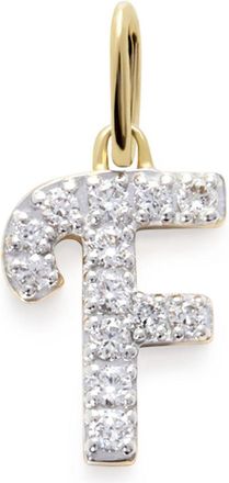 Monica Vinader Collana in oro giallo 14kt con ciondolo F e diamanti