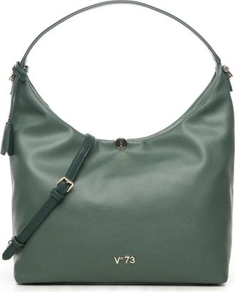 V&deg; 73 Zachte leren schoudertas met logo - Dames - Handtassen - Groen - ONE Size - Tassen