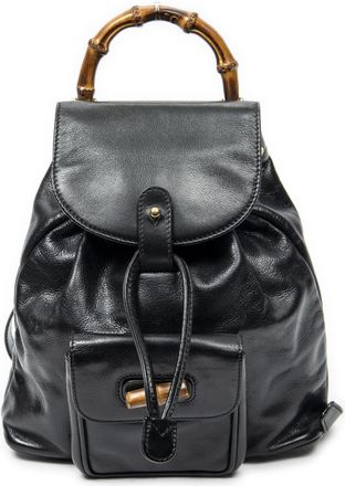 Gucci Pre-owned Womens Mini Bamboo Backpack - Black - One Size