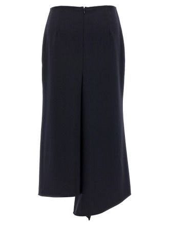 Victoria Beckham Kick Detail Wool Cr&ecirc;pe Skirt - Black