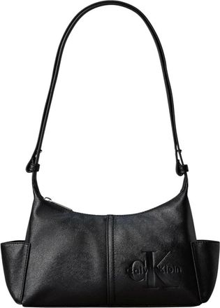 Calvin Klein Pockets Monologo Crossbody - Dames - Tassen - Zwart - Maat: ONE Size Leer