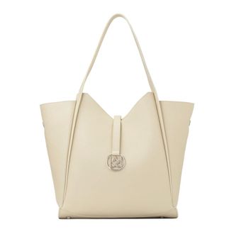 Kazar Tassen, Dames, Beige, ONE Size, Leer, Grote crèmekleurige schoudertas met afneembare zak