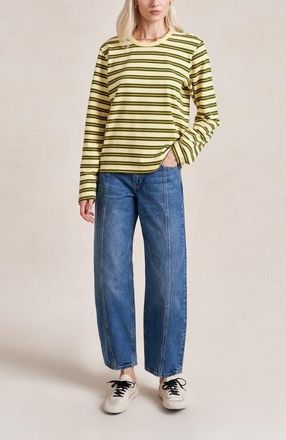 La Ligne Long Sleeve Boyfriend Tee in Butter/cactus/apricot at Nordstrom, Size X-Large