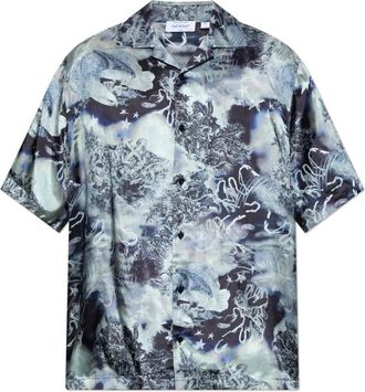 Off-white Logo Shirt - Heren - Korte mouwen Overhemden - Blauw - M - Satijn - Overhemden