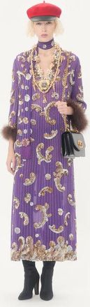 Valentino Abito in Chiffon ricamato con piume Donna VIOLA 40