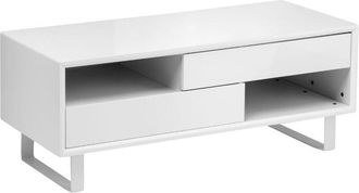 Premier Housewares Coffee Table For Living Room / Garden White Low Outdoor Coffee Tables With Storage Gloss Finish Wooden Square Furniture 48 x 120