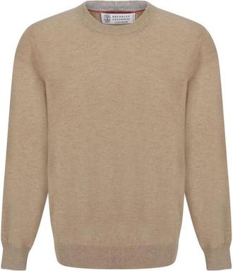Brunello Cucinelli Luxueuze Cashmere Crewneck Trui - Heren - Cashmere truien - Beige - 4XL - Truien & Vesten