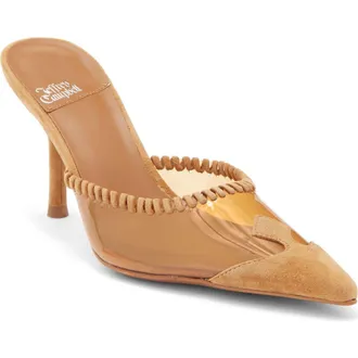 Jeffrey Campbell Partnerz Clear Cap Toe Mule in Tan Suede Combo at Nordstrom Rack, Size 6.5