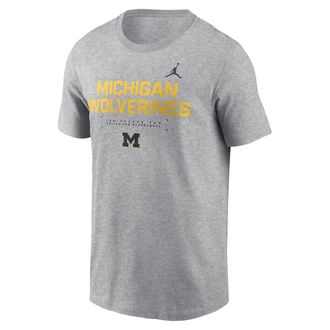 Nike Jordan Mens Michigan Courtside Basketball Jordan Brand Dri-FIT College T-Shirt in Grey | 0JET06GMWN-4V1