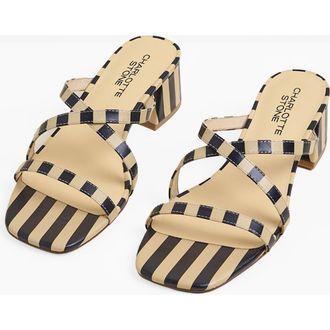 Charlotte Stone Levi Strappy Block Heel Sandal in Black Stripe at Nordstrom, Size 12