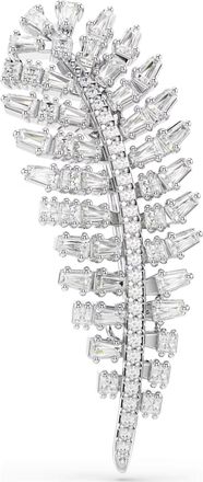 Swarovski Vienna Feather Mixed Cuts Rhodium Plated Brooch