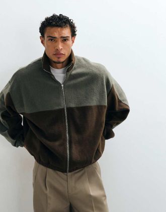 Asos joggers oversize con profili a contrasto e stampa in grigio chiaro-Marrone