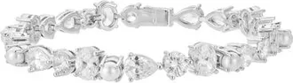 Untamed Petals Ever After Pearl and Crystal Bracelet in Metallic Silver at Nordstrom